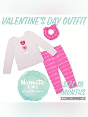 Nannette Baby Girls Valentines Day Long Sleeve Shirt Legging Set Size 18 Months